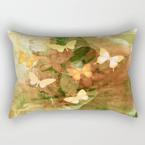 Vintage Autumn Painterly Butterflies Rectangular Pillow