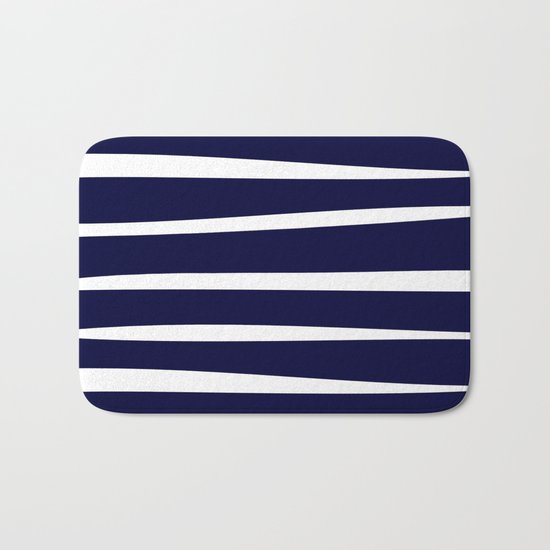 Blue- White- Stripe - Stripes - Marine - Maritime - Navy - Sea - Beach - Summer - Sailor 4 Bath Mat