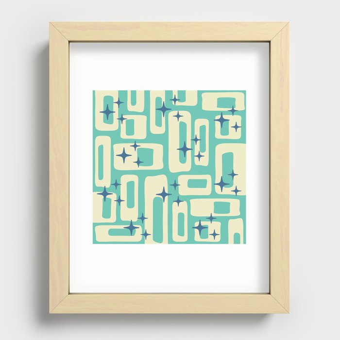 Retro Mid Century Modern Abstract Pattern 576 Turquoise Blue