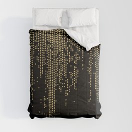 Dripping Gold Dots on Black Comforter