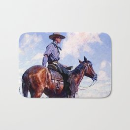 “Sentinel of the Plains” by W Herbert Dunton Bath Mat | Sentinel, Southwest, Cowboys, Horse, Indians, Horseback, Plain, Artists, Pioneers, Painting 