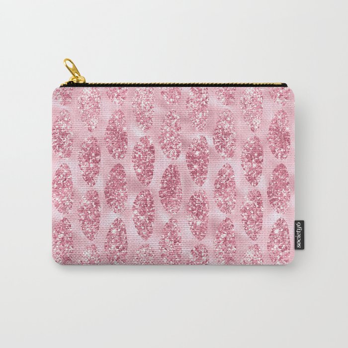 Pink Glitter Tropical Palm Leaves Pattern Carry-All Pouch