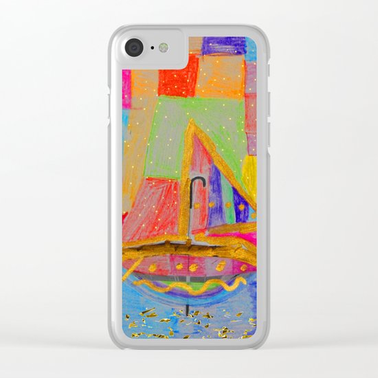 When an umbrella transforms into a boat on Christmas night Clear iPhone Case