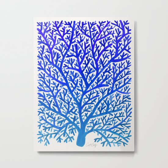 Fan Coral – Blue Ombré Metal Print
