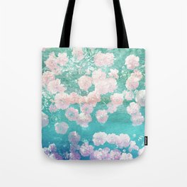pink and green floral vintage photo effect Tote Bag