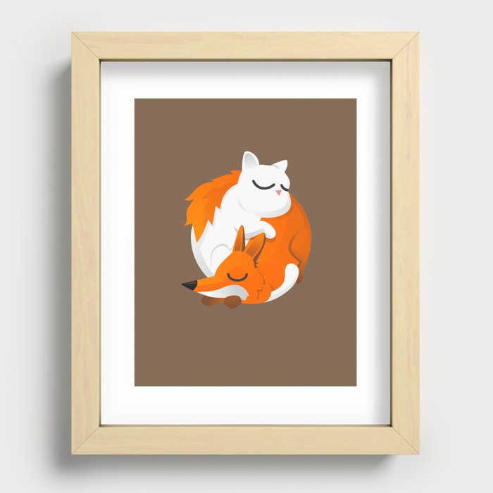 Fox and cat Recessed Framed Print