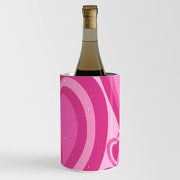 Hot Pink Retro 70s Hearts Aesthetic (xii 2021) Wine Chiller