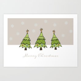 Merry Christmas Trees Art Print