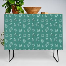 Green Blue and White Gems Pattern Credenza