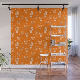 Orange and White Hand Drawn Dog Puppy Pattern Wall Mural