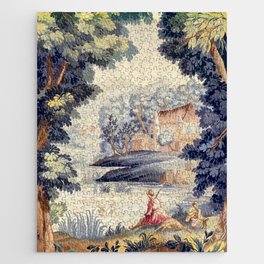 Antique 18th Century French Aubusson Pastoral River Tapestry Jigsaw Puzzle