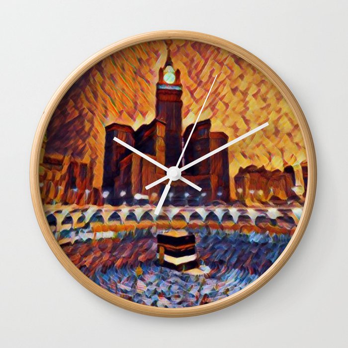 Saudi Arabia Mecca Artistic Illustration Closed Environment Style Wall Clock