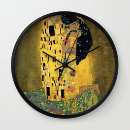Curly version of The Kiss by Klimt Wall Clock