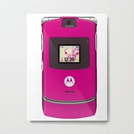 Motorola Razr pink Metal Print | Flipphone, 2000S, Pinkrazr, Goldrazr, Retrophone, Motorolarazer, Oldschoolphone, 90S, Motorolarazr, 1990S 