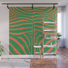 Zebra Wild Animal Print 272 Green and Orange Wall Mural