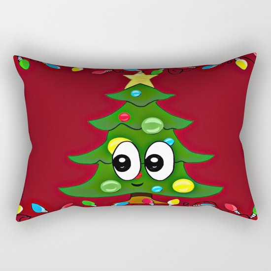 Emoji Christmas Tree Rectangular Pillow