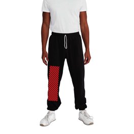Red and Black Diagonal Stripes Sweatpants