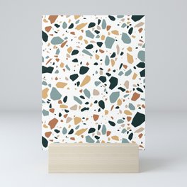 Terrazzo flooring pattern with traditional white marble rocks Mini Art Print