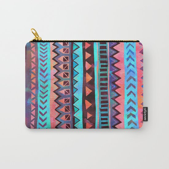 PATTERN {Tribal Stripe- Aqua} Carry-All Pouch