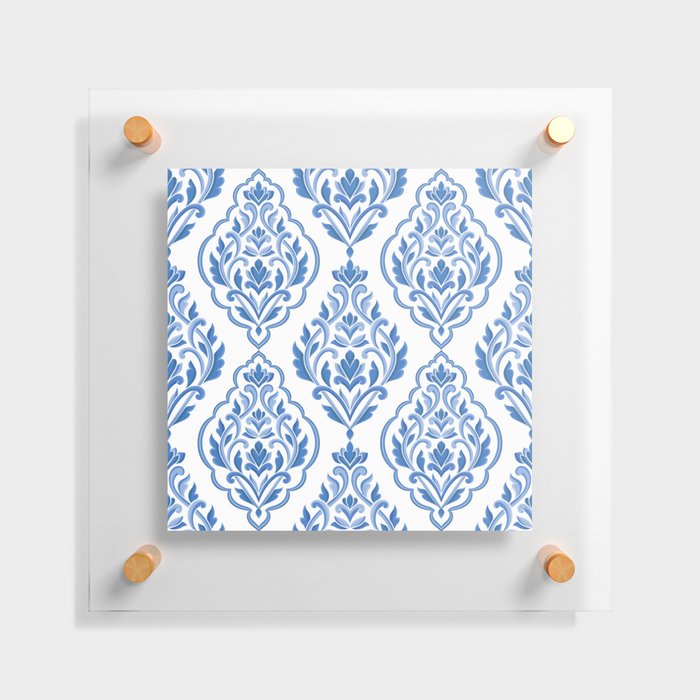 Blue and white damask vintage seamless pattern. Vintage, paisley elements. Traditional, Turkish motifs.  Floating Acrylic Print