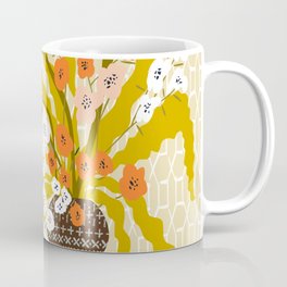 Matisse Flower Vase modern Illustration mustard yellow Coffee Mug