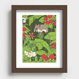 Mouse & Thimbleberry Recessed Framed Print