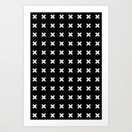WHITE CROSS ON BLACK BACKGROUND Art Print