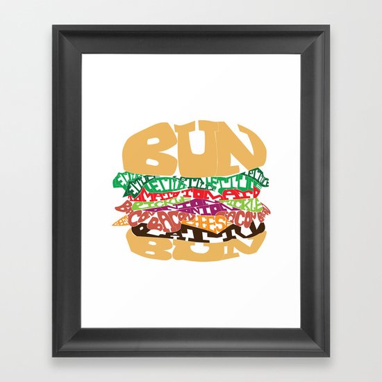 Word Drawing Burger Framed Art Print