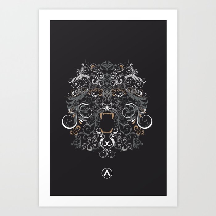 The black lion Art Print