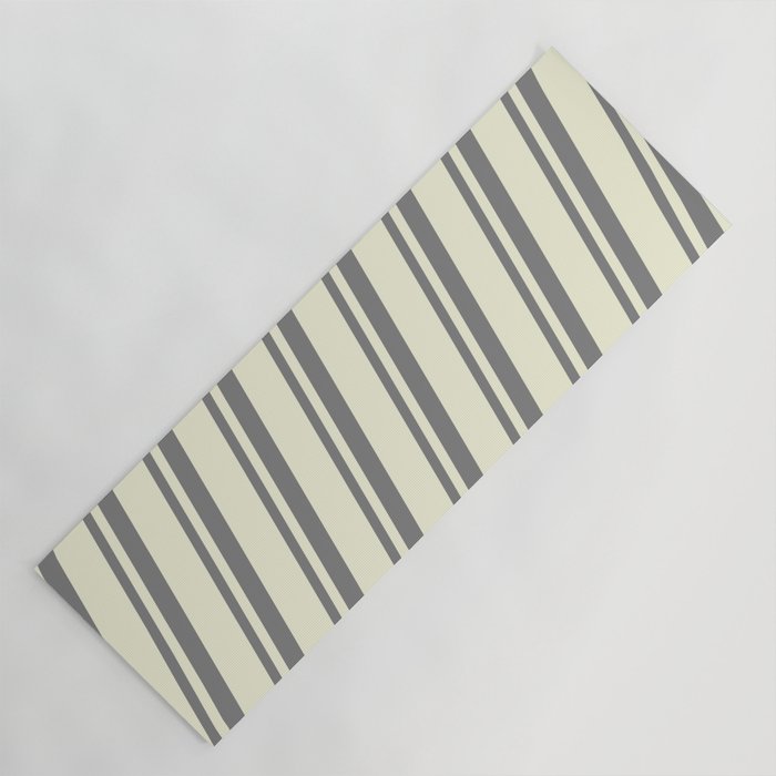 Gray & Beige Colored Lines/Stripes Pattern Yoga Mat