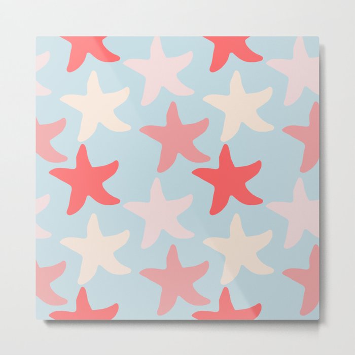 Starfish Pattern in Pastel Beach Colors Metal Print