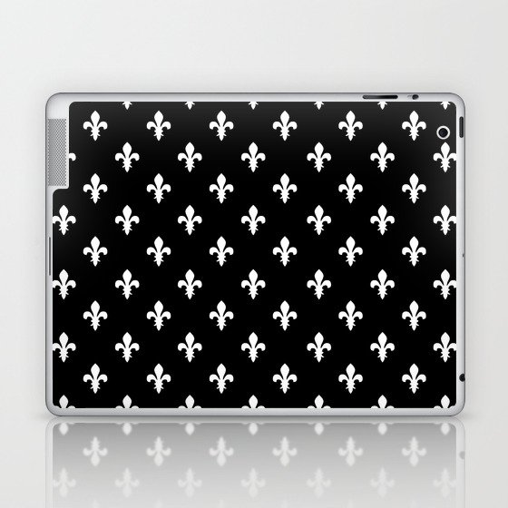 Fleur-de-Lis (White & Black Pattern) Laptop & iPad Skin