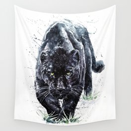 Panther watercolor painting predator animals puma Wall Tapestry