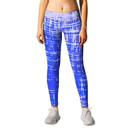 Woven Cerulean Blue and White Abstraction Leggings | Grunge, Abstractart, Blue, Grungy, Rough, Artistic, Acrylic, Textures, Contemporaryart, Blueandwhite 