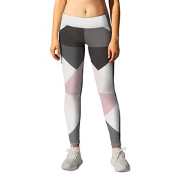 Geometric Polygon XVI Leggings | Gray, Pink, Collage, Watercolor, Circle, Illustration, Triangles, Concrete, Digital, Abstract 