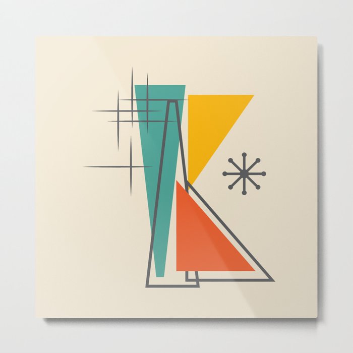 Mid Century Modern Letter K Artwork Metal Print