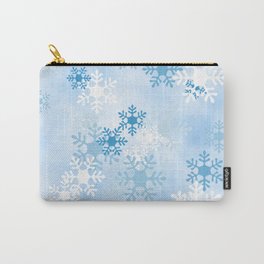 Blue White Winter Snowflakes Design Carry-All Pouch