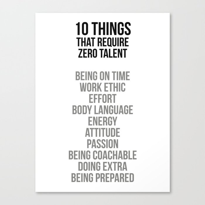Ten Things That Require Zero Talent, Office Decor, Office Wall Art Canvas Print