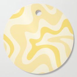Retro Liquid Swirl Abstract Square in Soft Pale Pastel Yellow Cutting Board