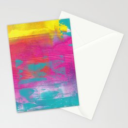 Neon Abstract Acrylic - Turquoise, Magenta & Yellow Stationery Cards