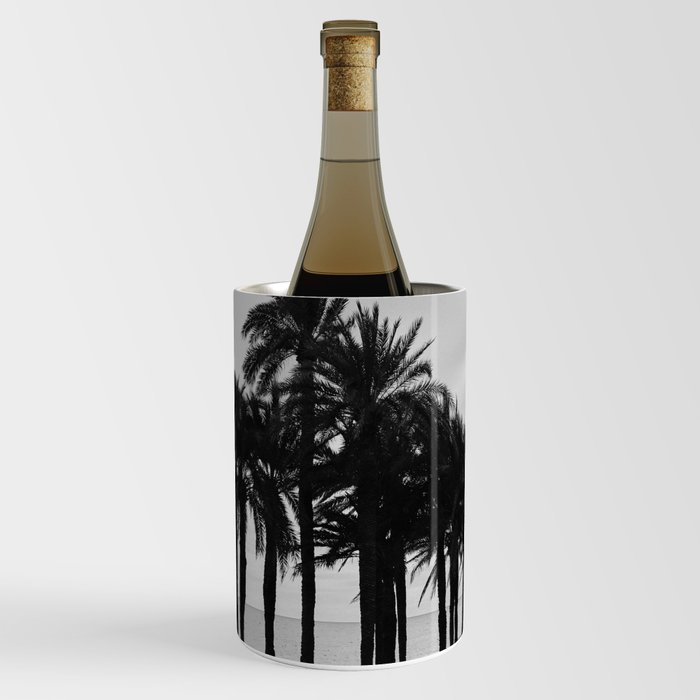 Palm trees on the beach | Fine art wanderlust travel photography | Moody black & white Wine Chiller
