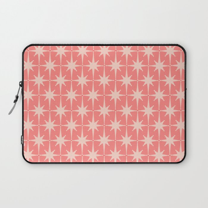 Midcentury Modern Atomic Starburst Pattern in Pretty Pink and Light Blush Laptop Sleeve