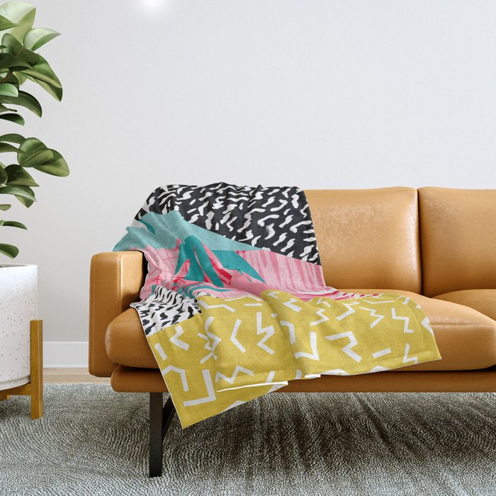 Bingo throwback retro memphis neon tropical socal desert festival trendy hipster pattern pop art Throw Blanket by Wacka Society6