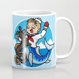 A Merboy and his Sea Dog Coffee Mug