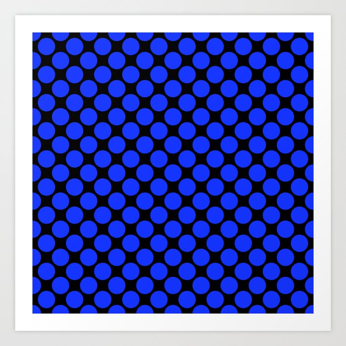 Black Blue Polka Dots Art Print