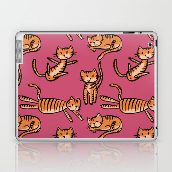 Funny Tiger Cat Tabby Nursery Pattern for Kids Laptop & iPad Skin