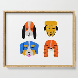 Funny colorful dog face cartoon print Serving Tray