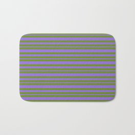 [ Thumbnail: Green and Purple Colored Lines Pattern Bath Mat ]