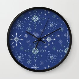 Snowflakes - Dark Blue Wall Clock
