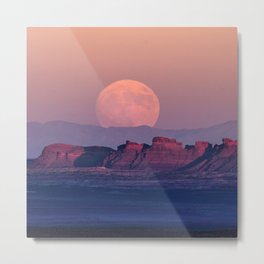 Twilight Full Moon Desert Ridge Landscape Metal Print